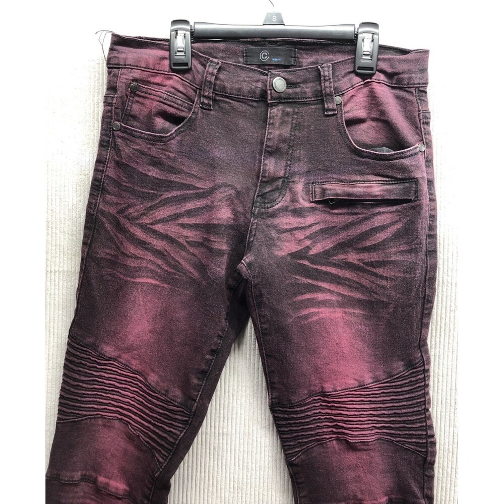 Octagon Men’s Slim Motto Jeans Size 30X32 Skinny Purple Stonewash Motorcycle